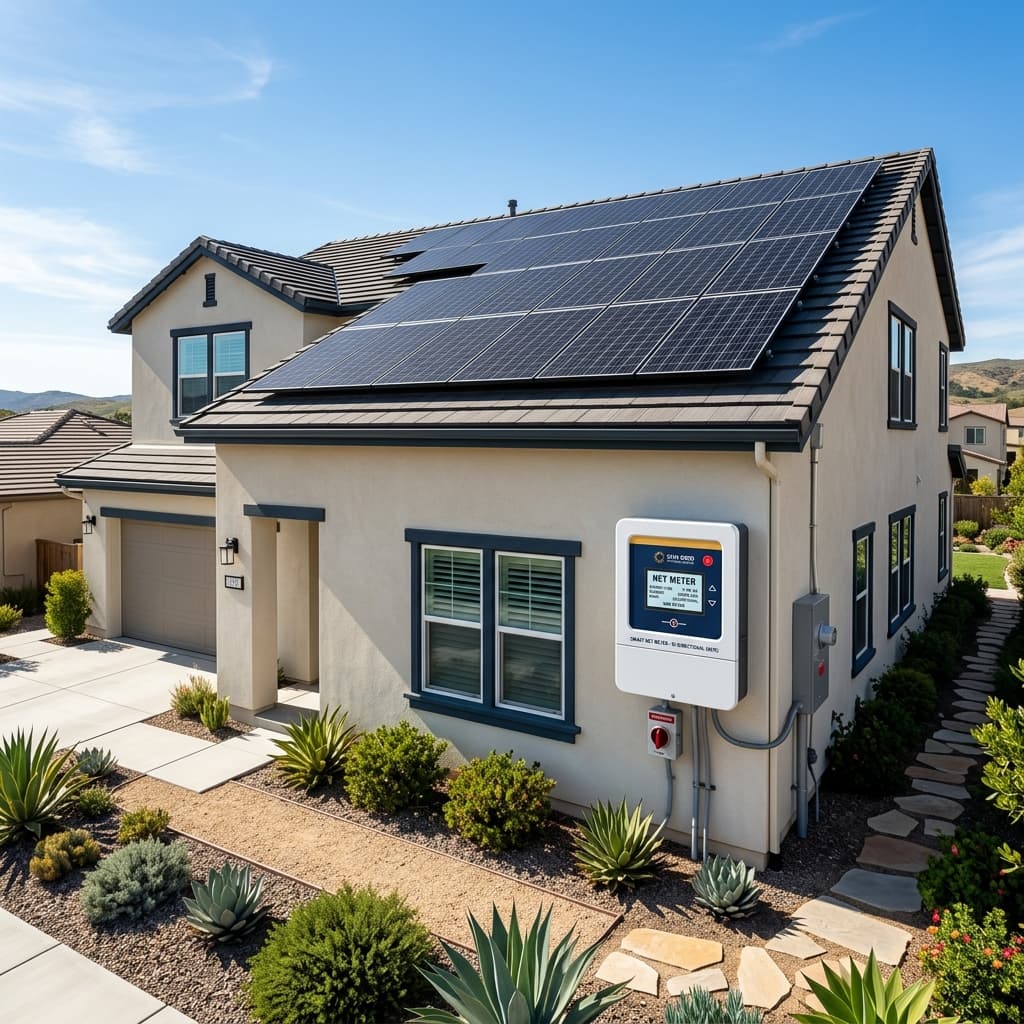 Bi-directional smart net meter NEM application for grid solar interconnection