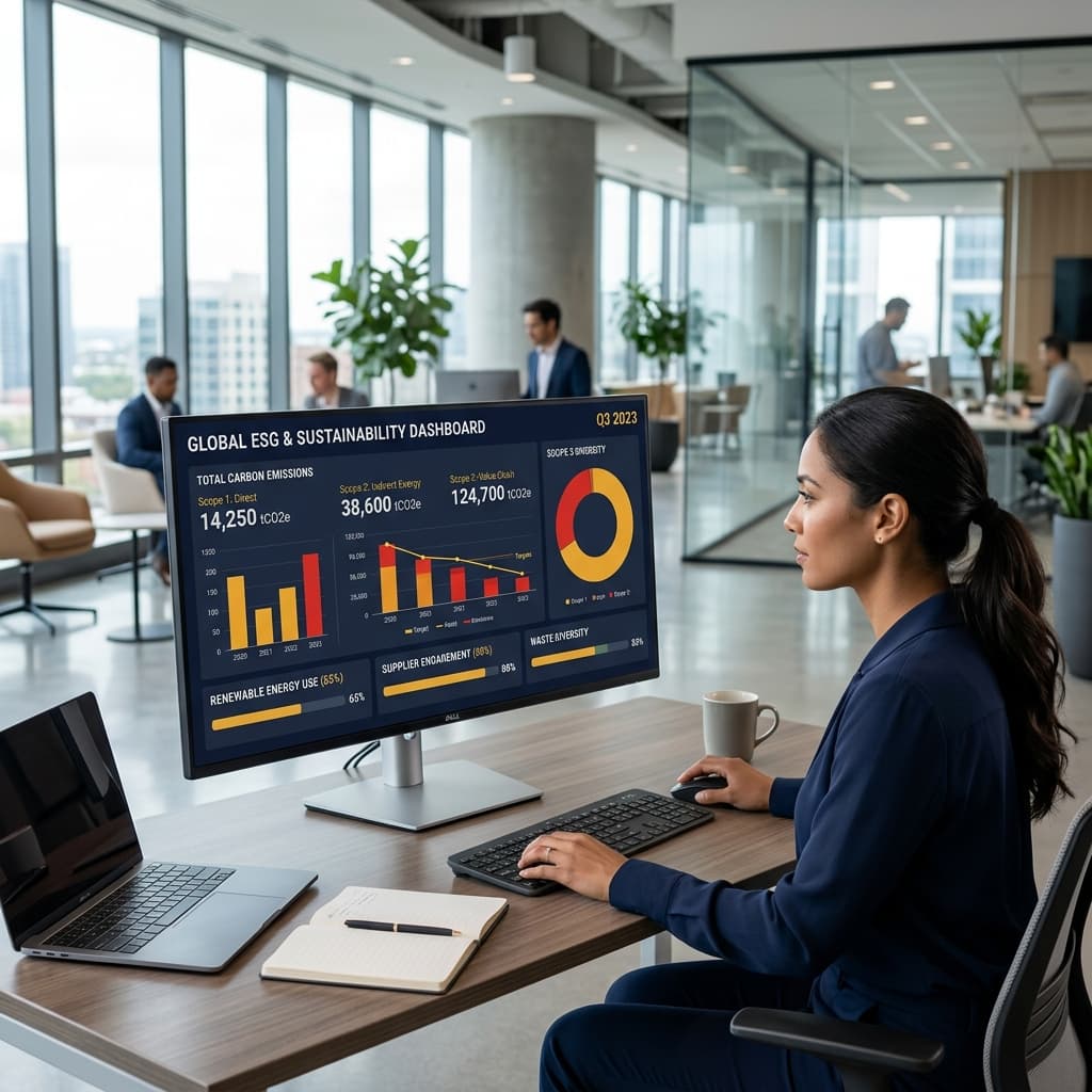 Corporate Scope 1 2 3 emissions sustainability reporting ESG compliance charts