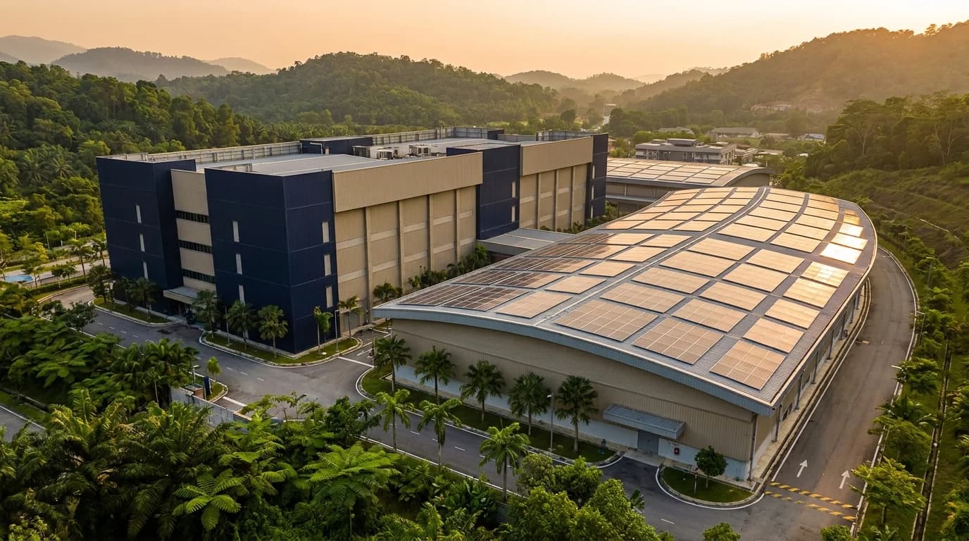 Konsep ilustrasi: solar untuk kampus pusat data Malaysia