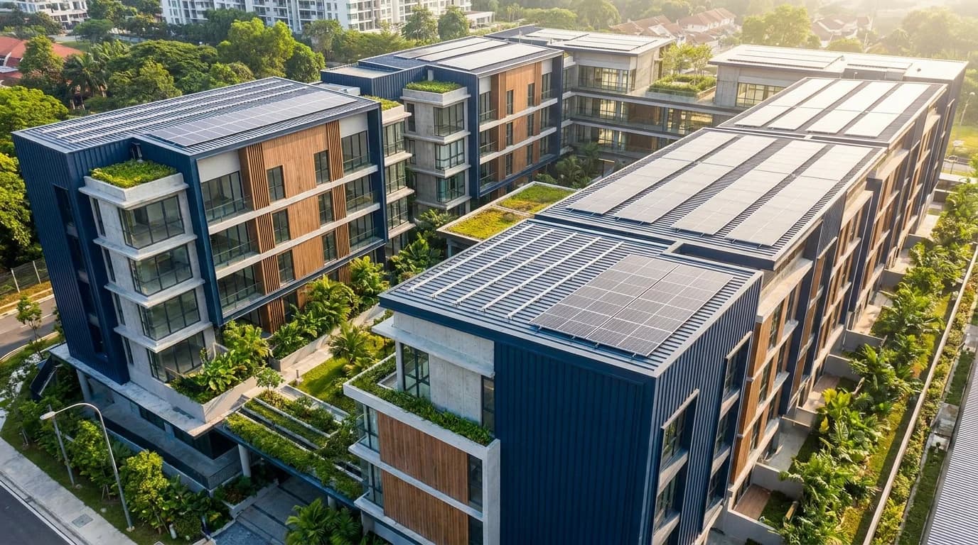 Konsep ilustrasi: Pembangunan hartanah Malaysia sedia solar