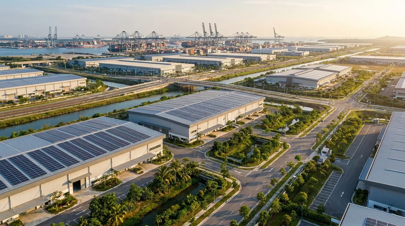 Konsep ilustrasi AI bagi solar untuk kawasan perindustrian Pasir Gudang