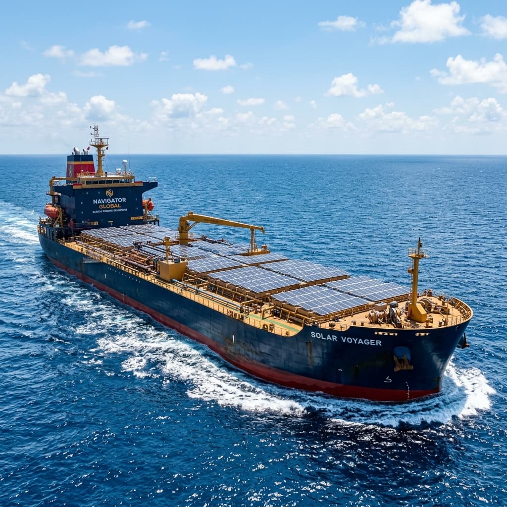Marine-grade high durability solar PV panels on cargo vessel deck