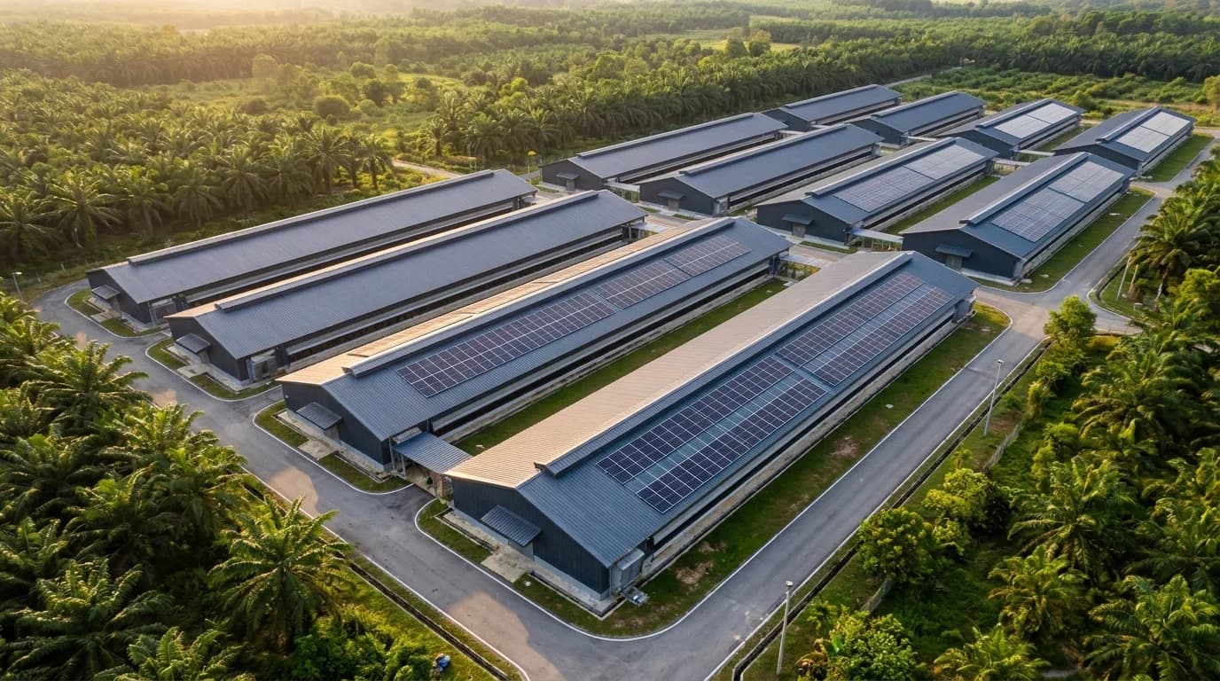 Konsep ilustrasi: solar untuk ladang ayam Malaysia